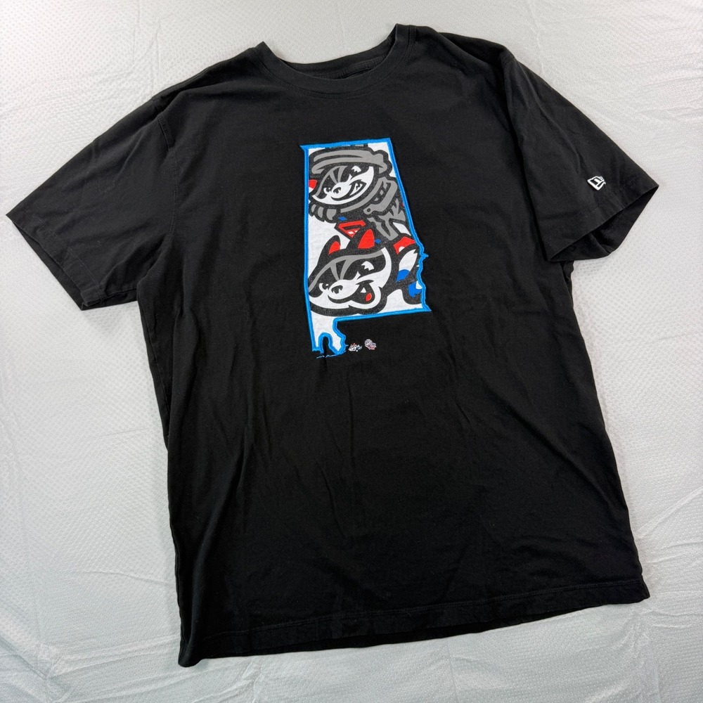 New Era MiLB Rocket City Trash Pandas Black T Shirt Mens Large Alabama Baseball